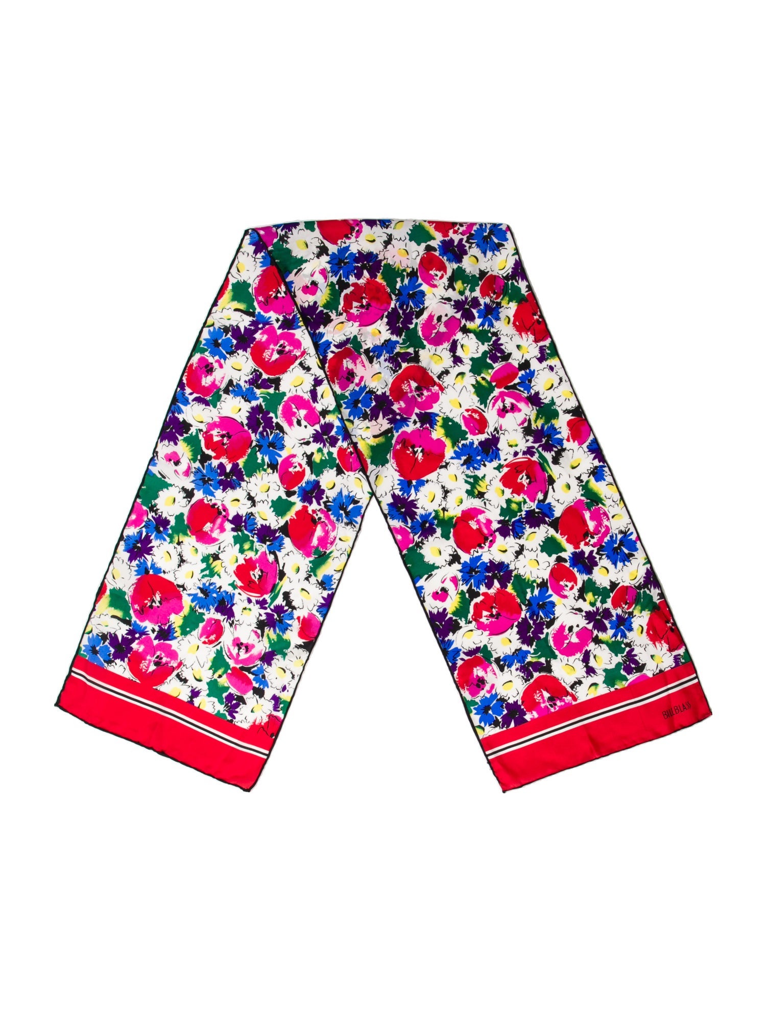 Bill Blass Silk Floral Print Scarf