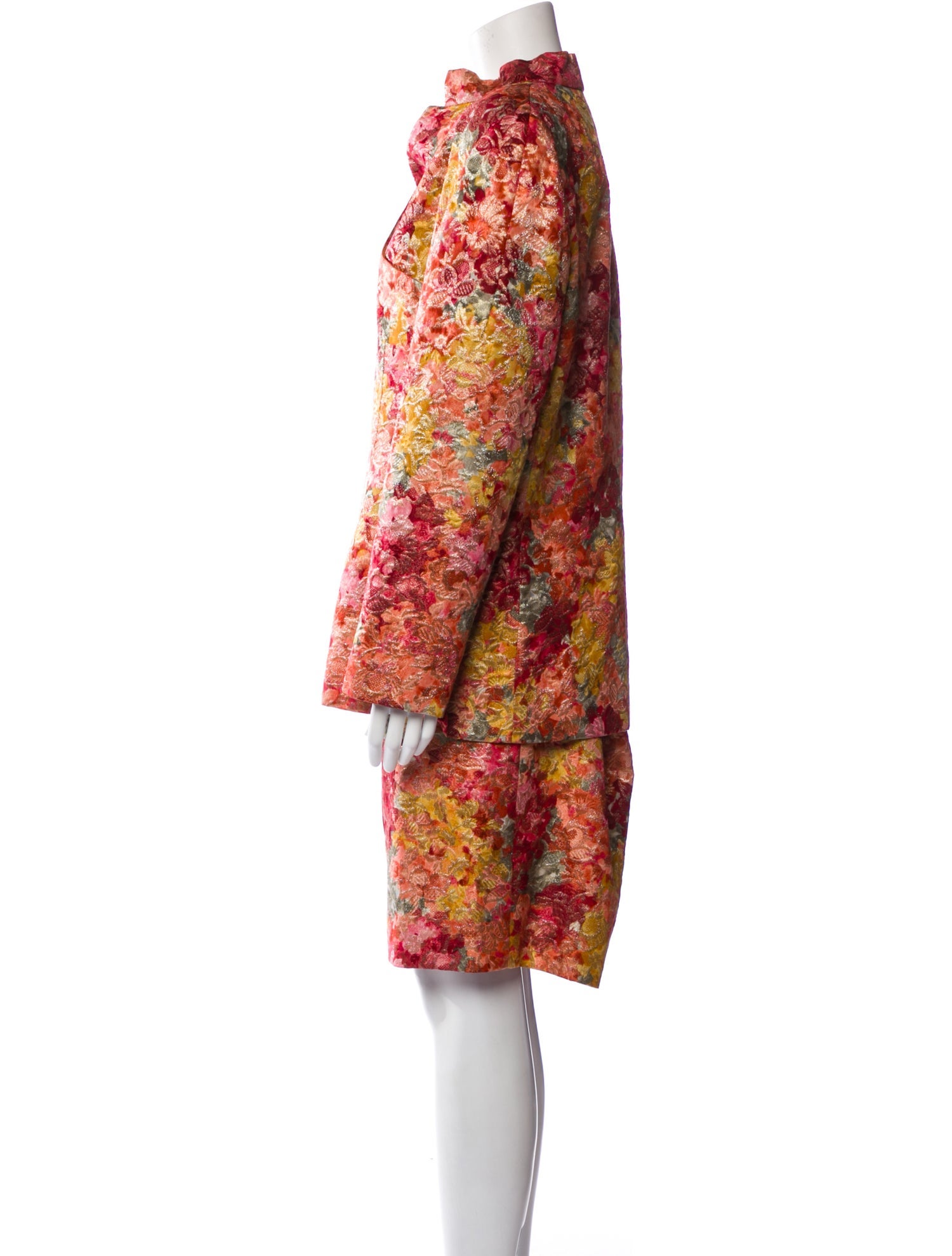 Bill Blass Vintage Floral Print Skirt Suit
