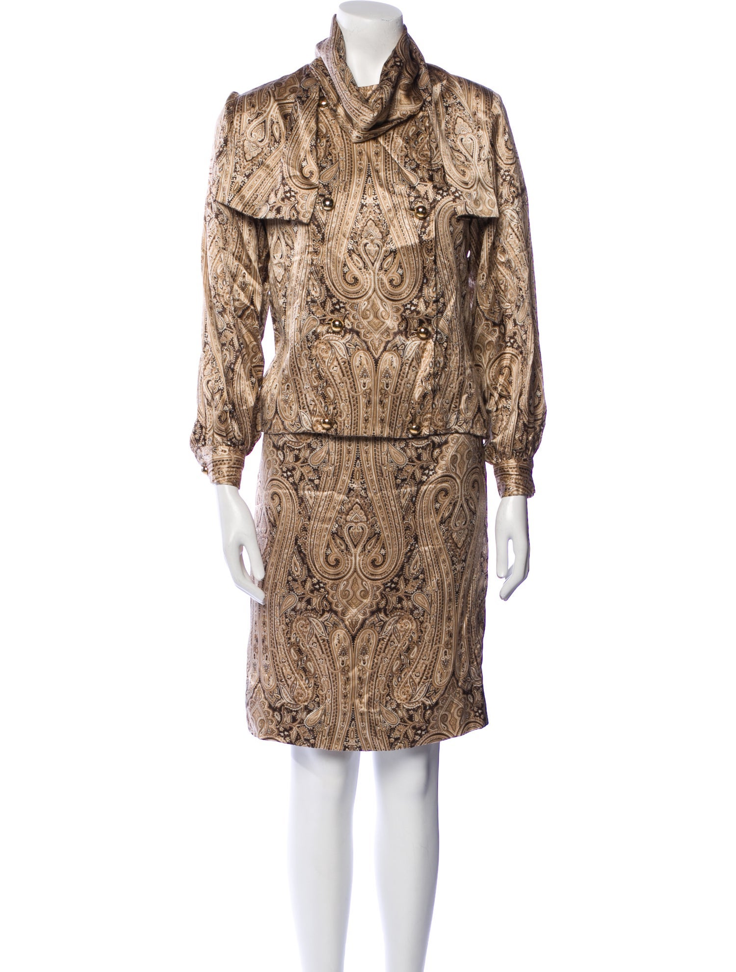 Bill Blass Paisley Print Skirt Set