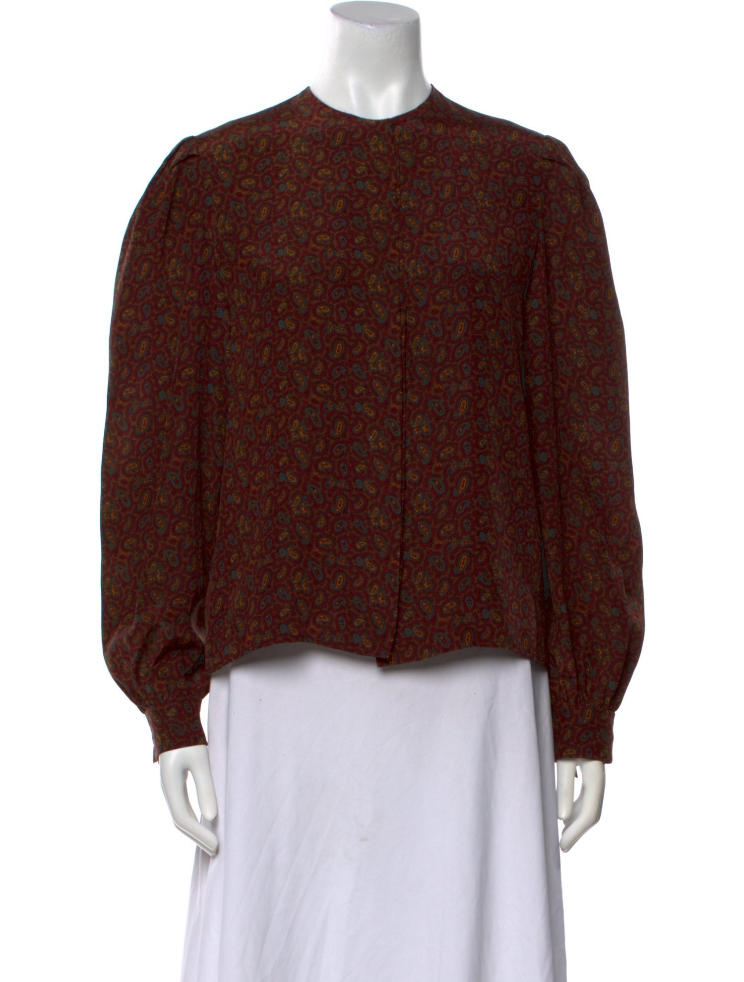Bill Blass Paisley Print Crew Neck Blouse