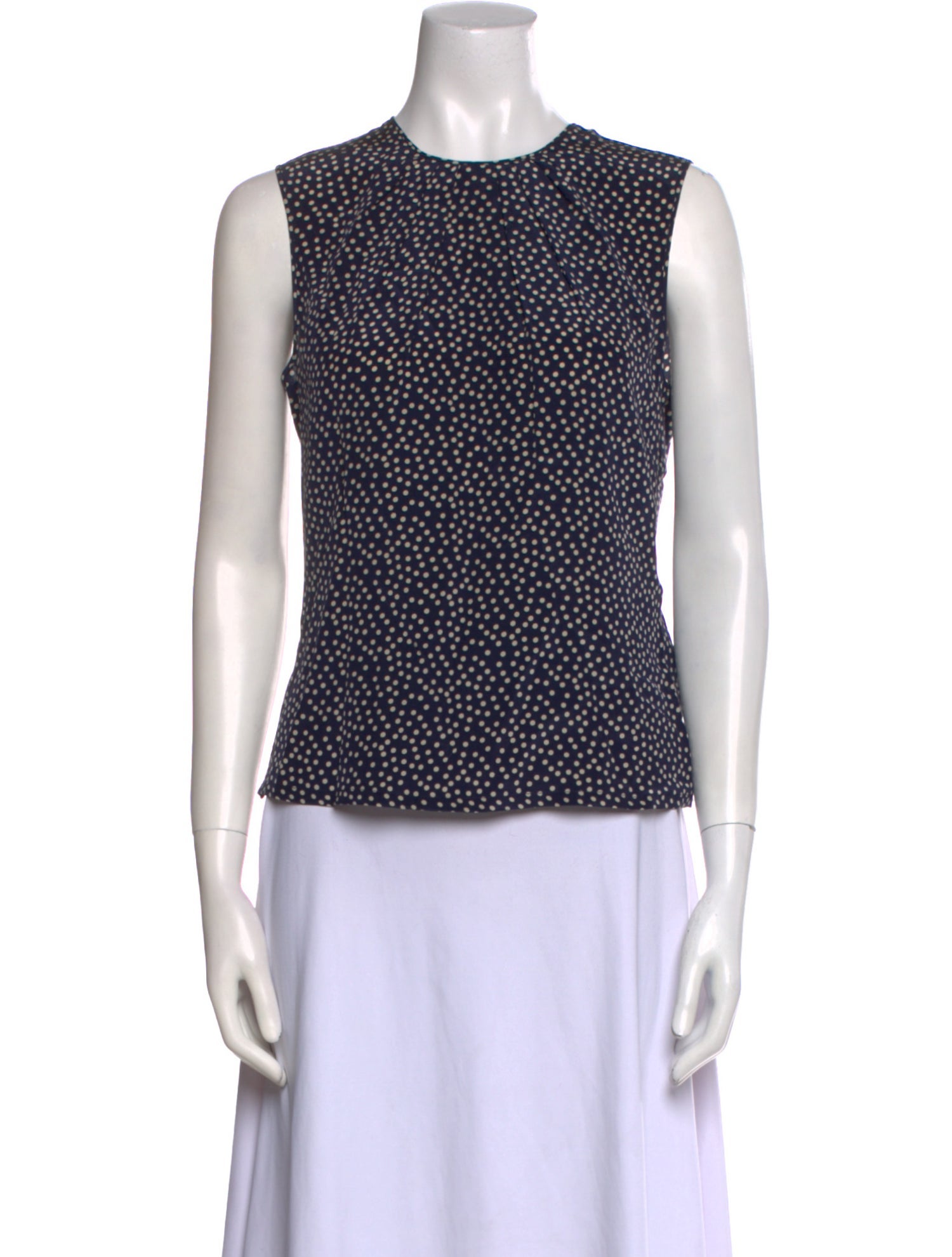 Bill Blass Polka Dot Print Crew Neck Top