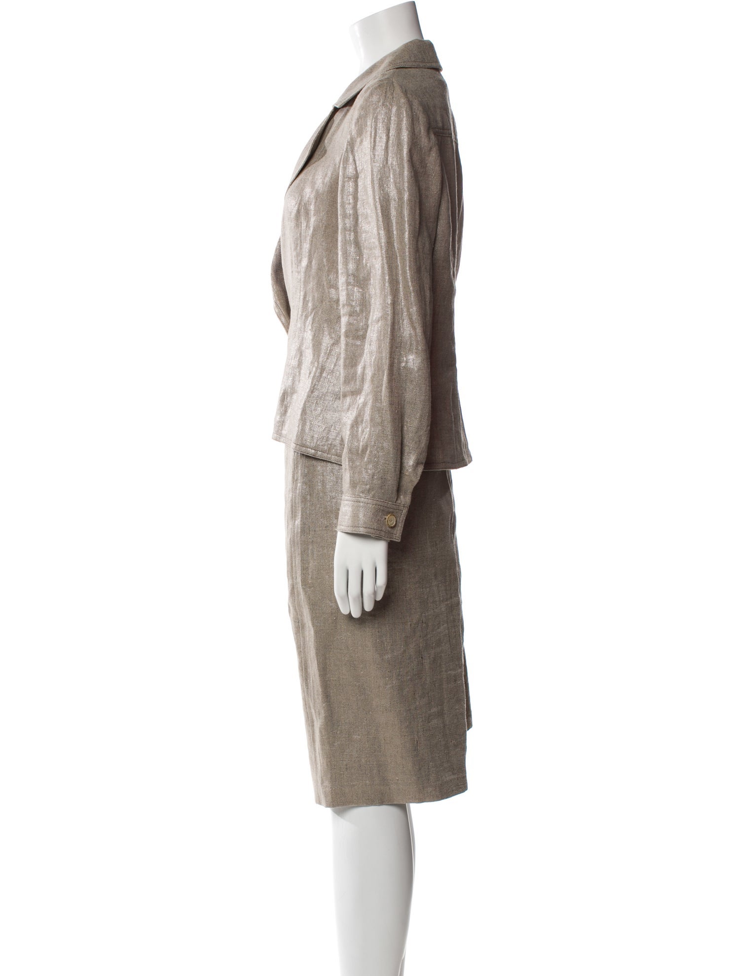 Bill Blass Virgin Wool Printed Skirt Suit