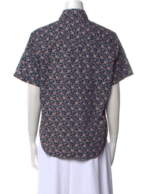 Bill Blass Floral Print Short Sleeve Button-Up Top