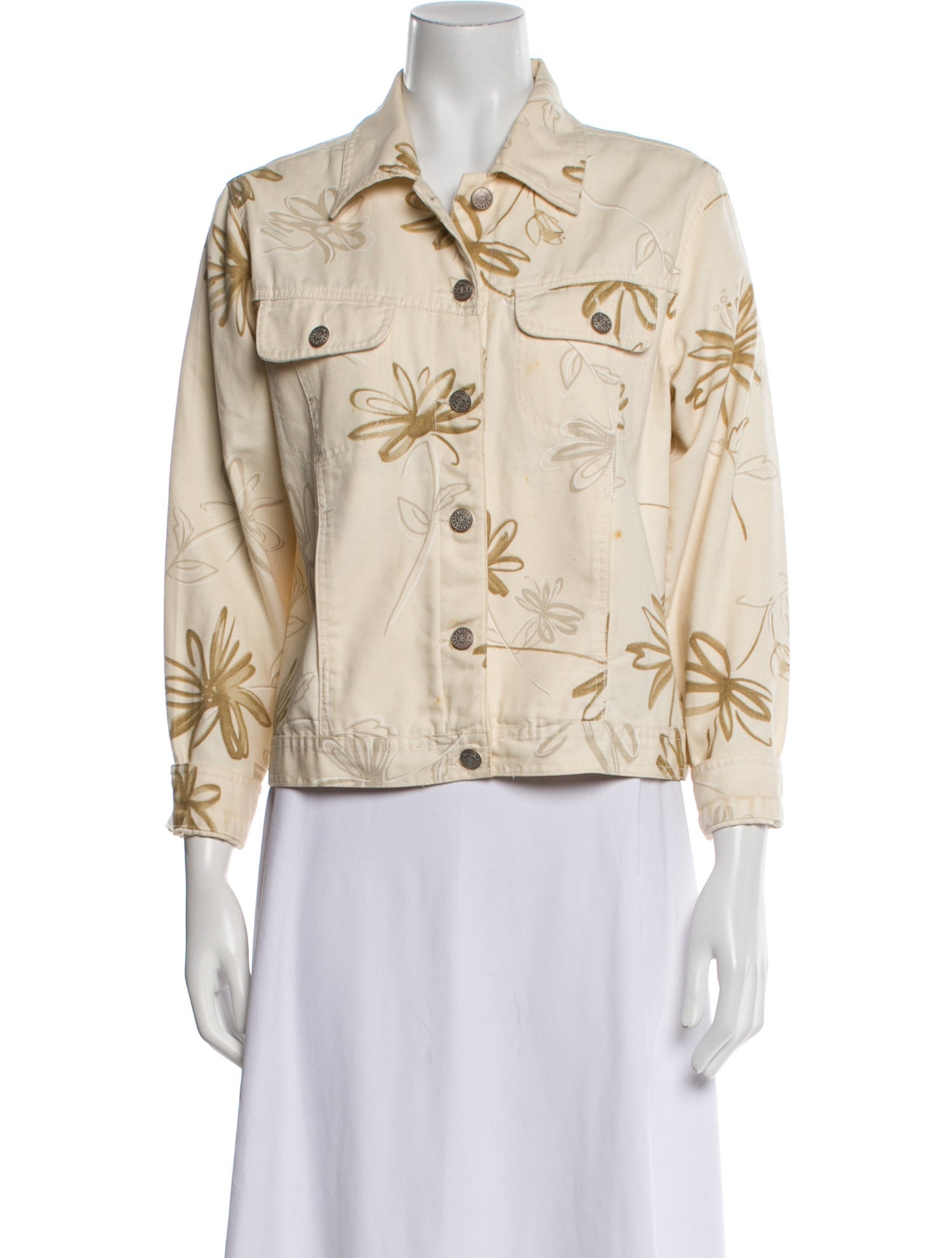 Bill Blass Floral Print Denim Jacket
