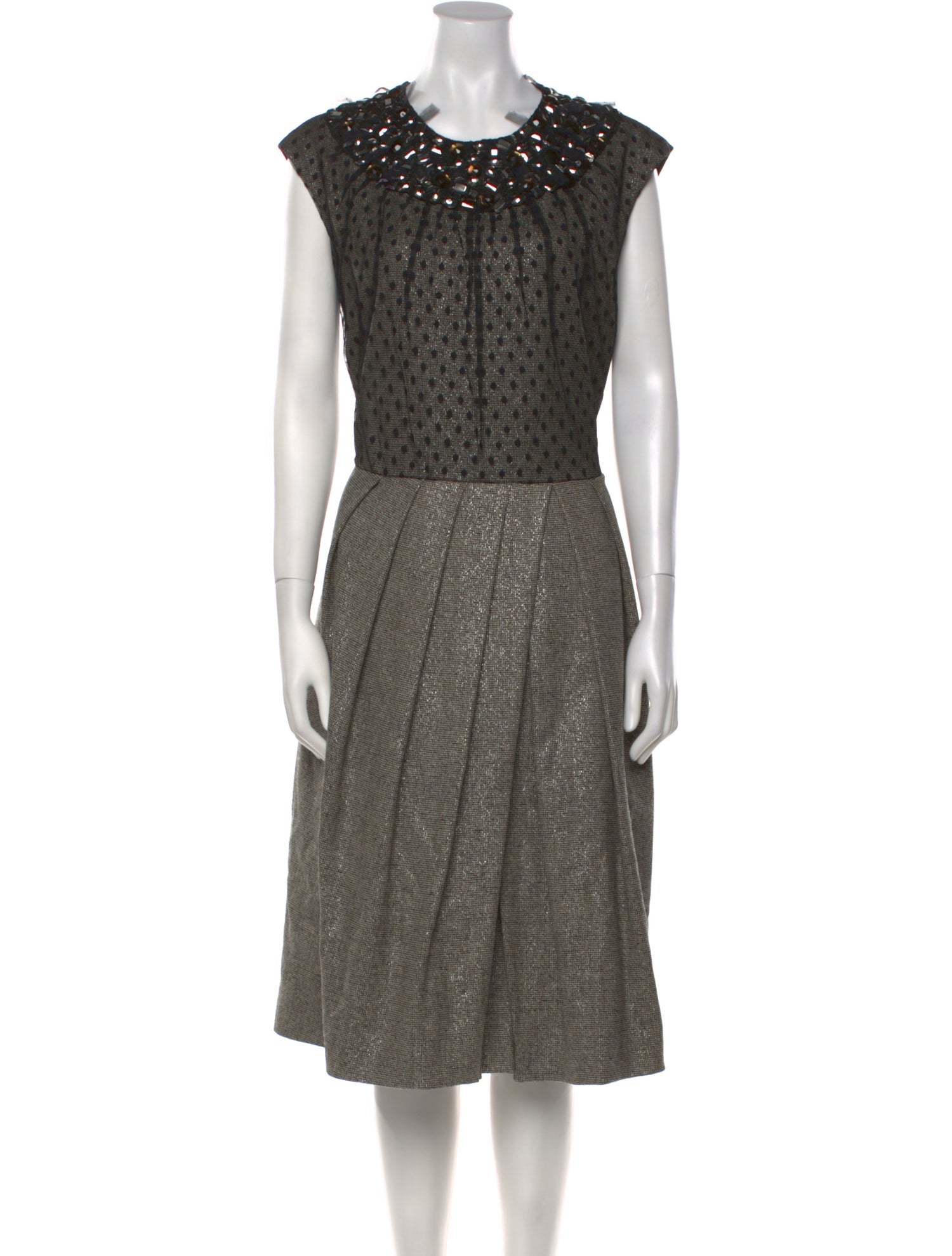 Bill Blass Polka Dot Print Midi Length Dress