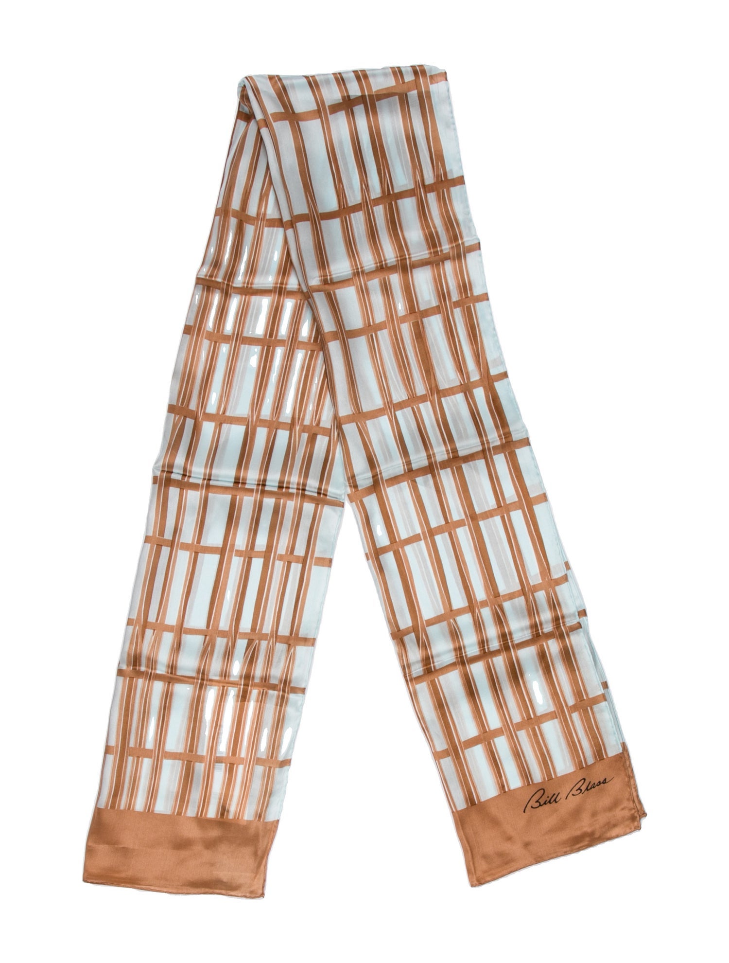 Bill Blass Silk Plaid Print Scarf