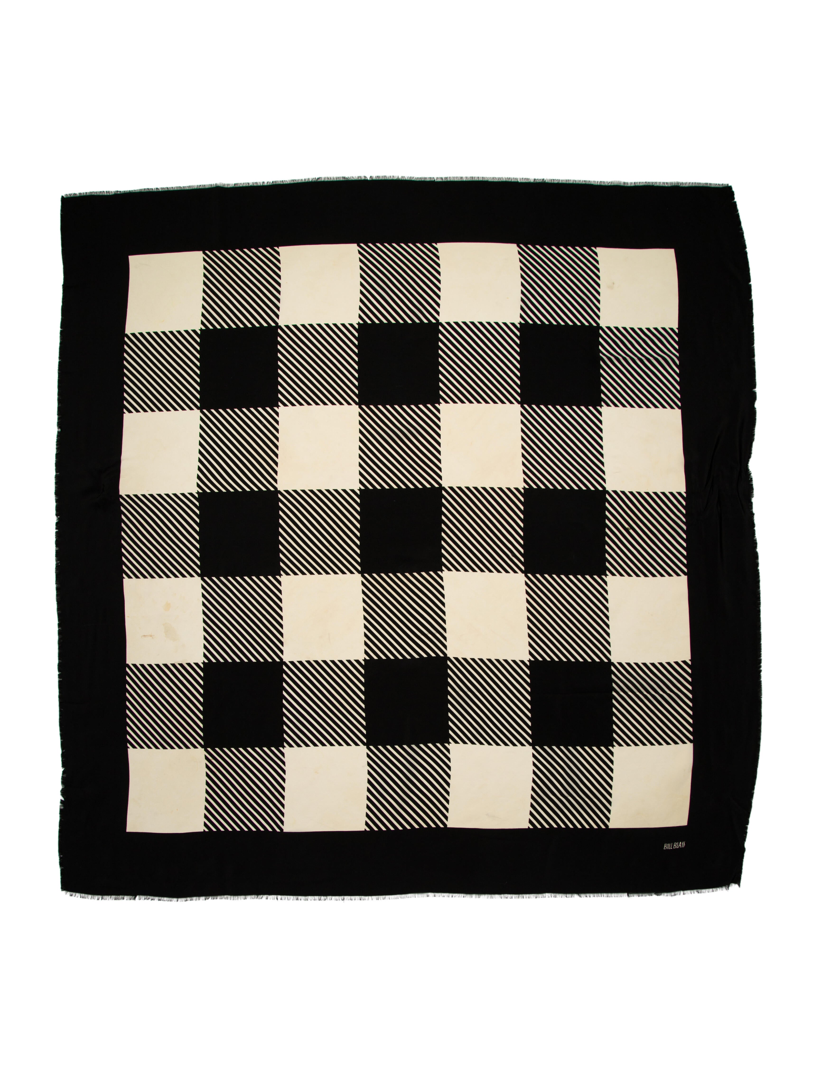 Bill Blass Silk Plaid Print Scarf