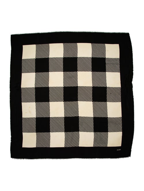 Bill Blass Silk Plaid Print Scarf