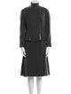 Bill Blass Wool Leather Trim Embellishment Skirt Set