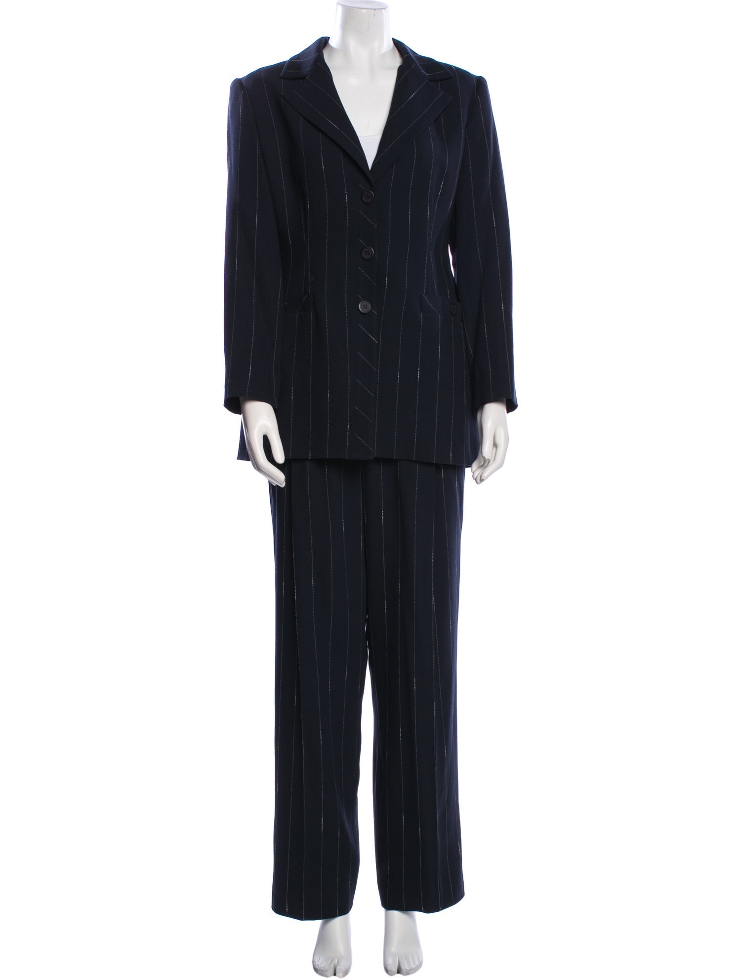 Bill Blass Wool Striped Pantsuit