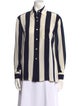 Bill Blass Silk Striped Button-Up Top