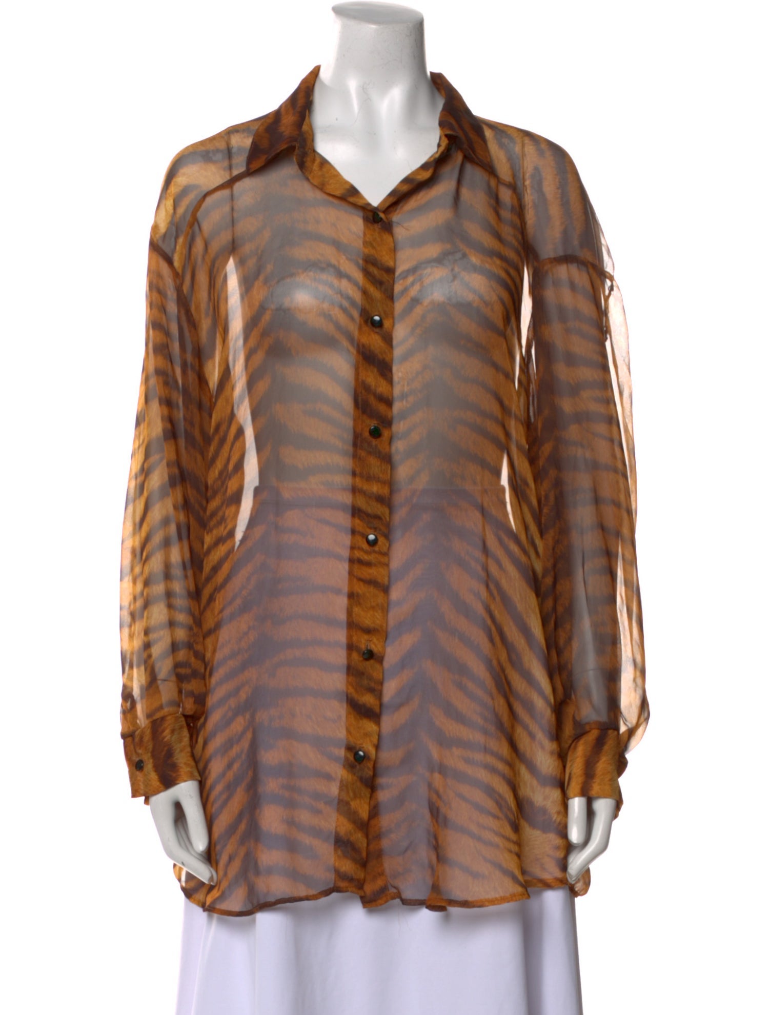 Bill Blass Animal Print Long Sleeve Button-Up Top