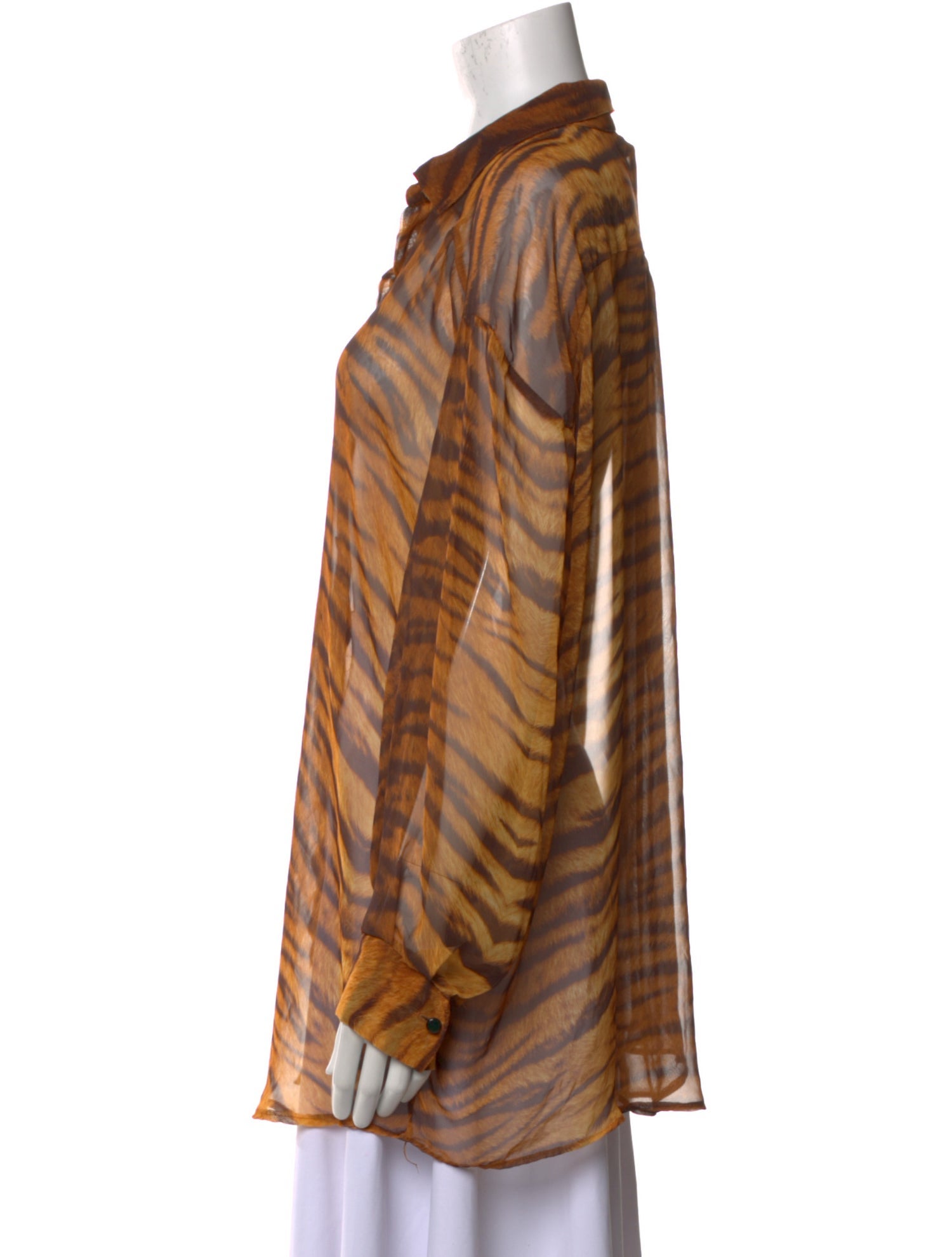 Bill Blass Animal Print Long Sleeve Button-Up Top