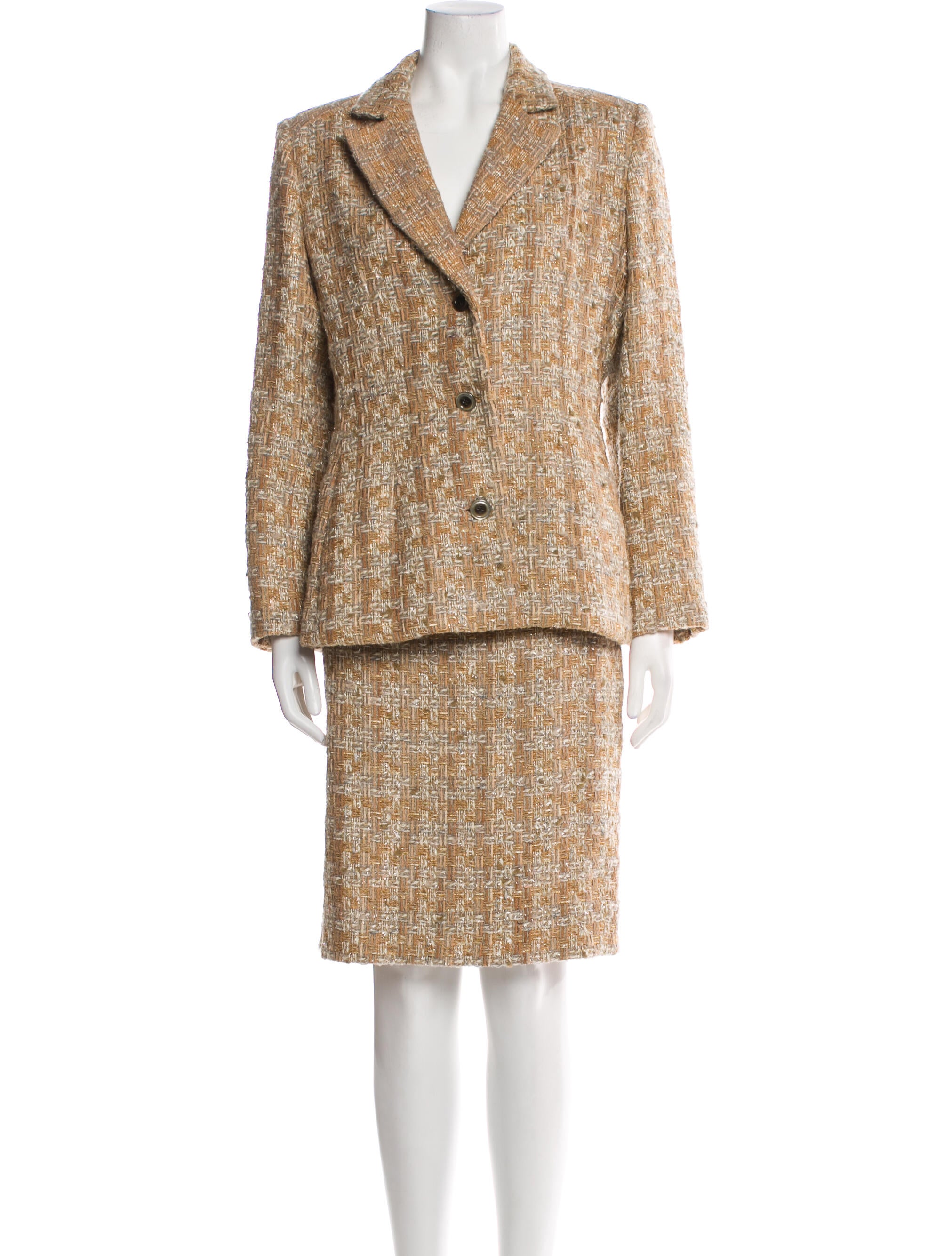 Bill Blass Tweed Pattern Skirt Suit