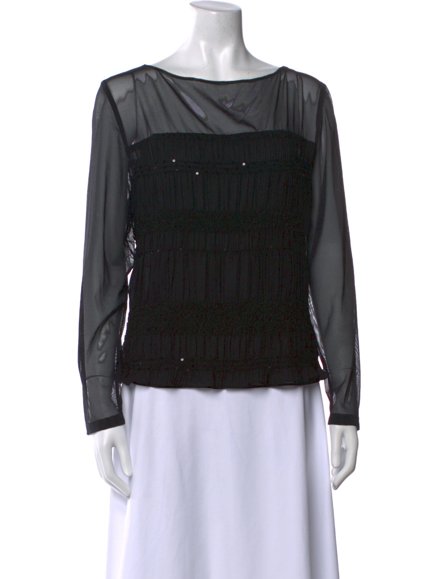 Bill Blass Bateau Neckline Long Sleeve Blouse