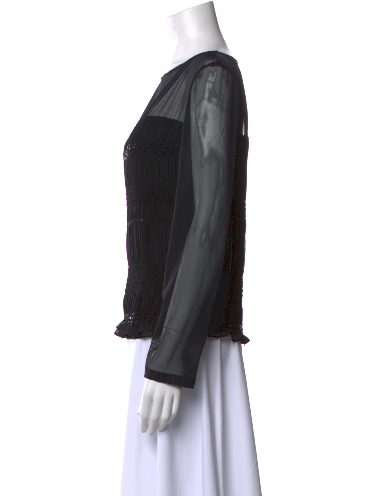 Bill Blass Bateau Neckline Long Sleeve Blouse