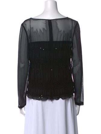 Bill Blass Bateau Neckline Long Sleeve Blouse