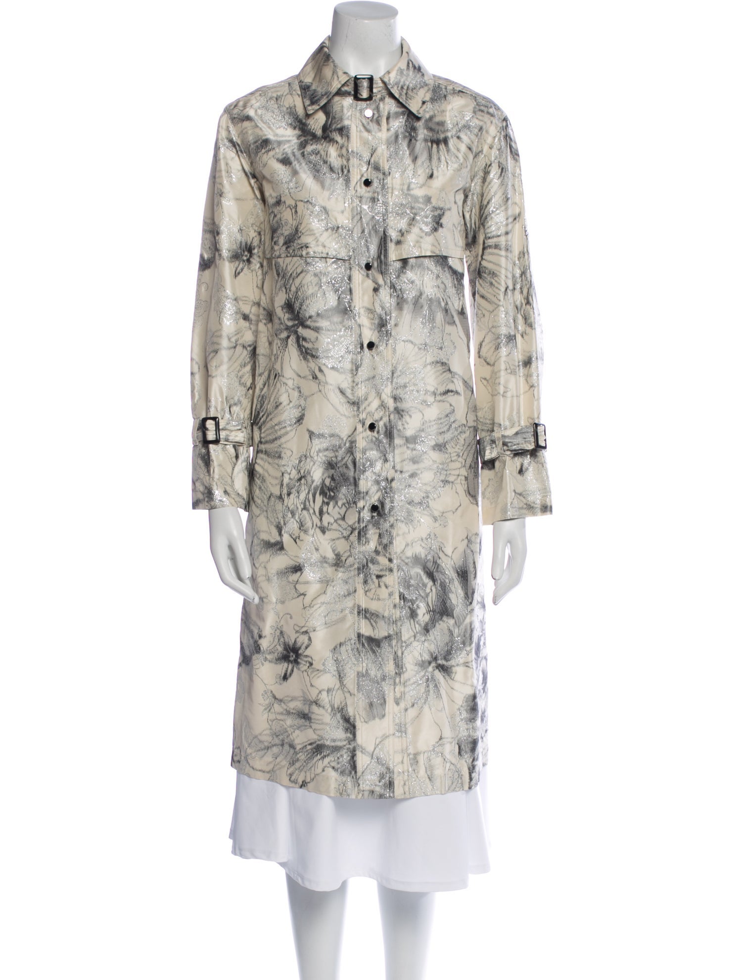 Bill Blass Floral Print Trench Coat