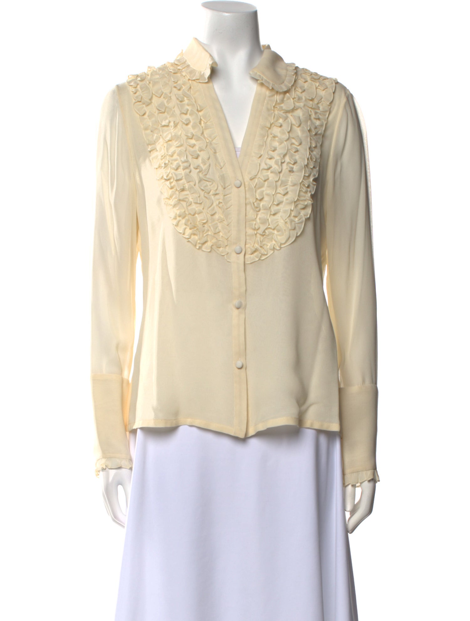 Bill Blass Long Sleeve Button-Up Top