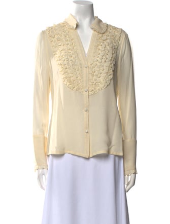 Bill Blass Long Sleeve Button-Up Top