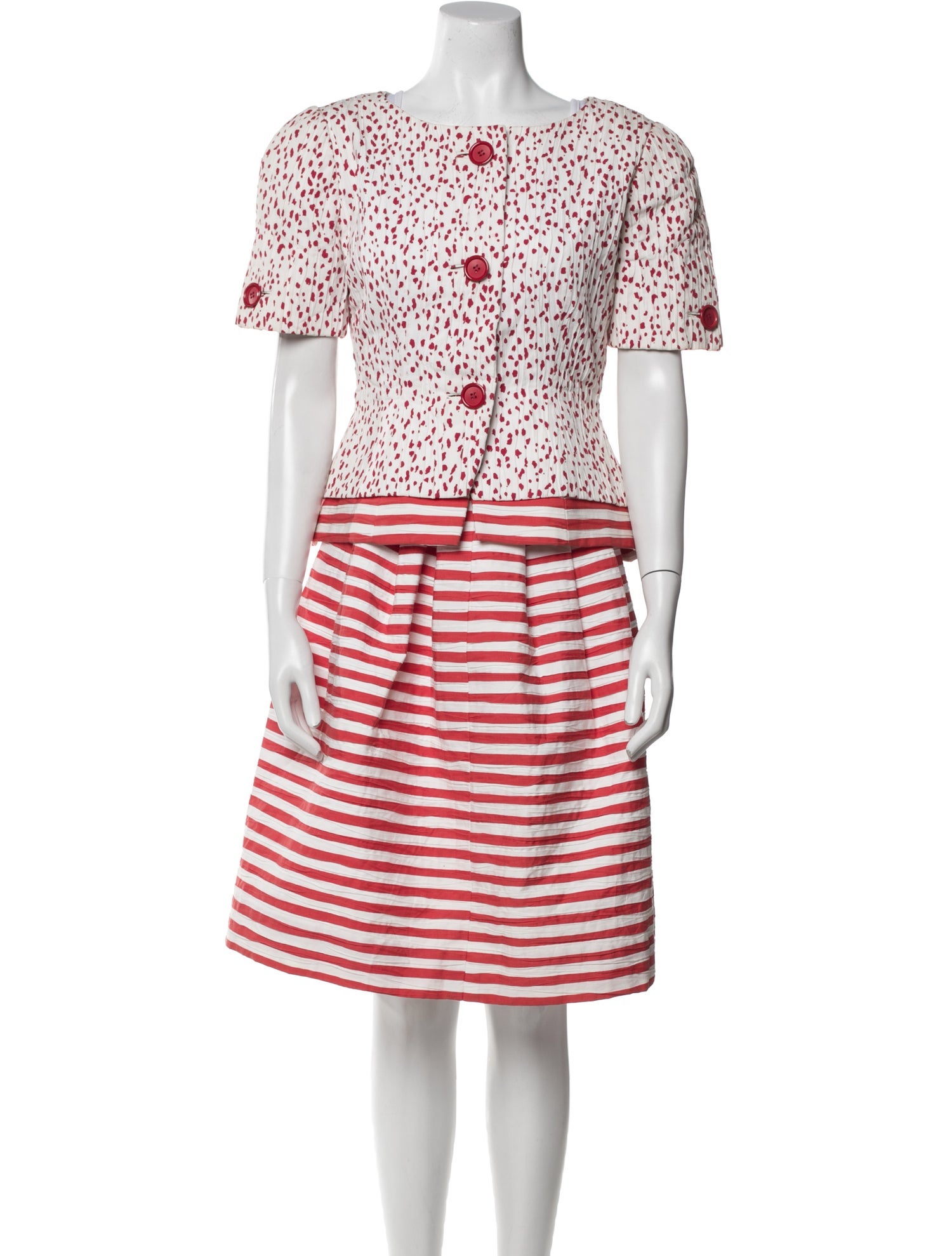 Bill Blass Striped Pleated Accents Skirt Set