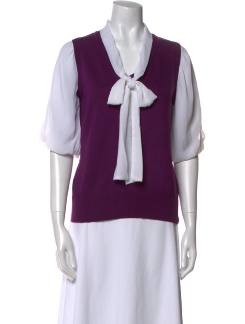 Bill Blass Tie Neck Three-Quarter Sleeve Top