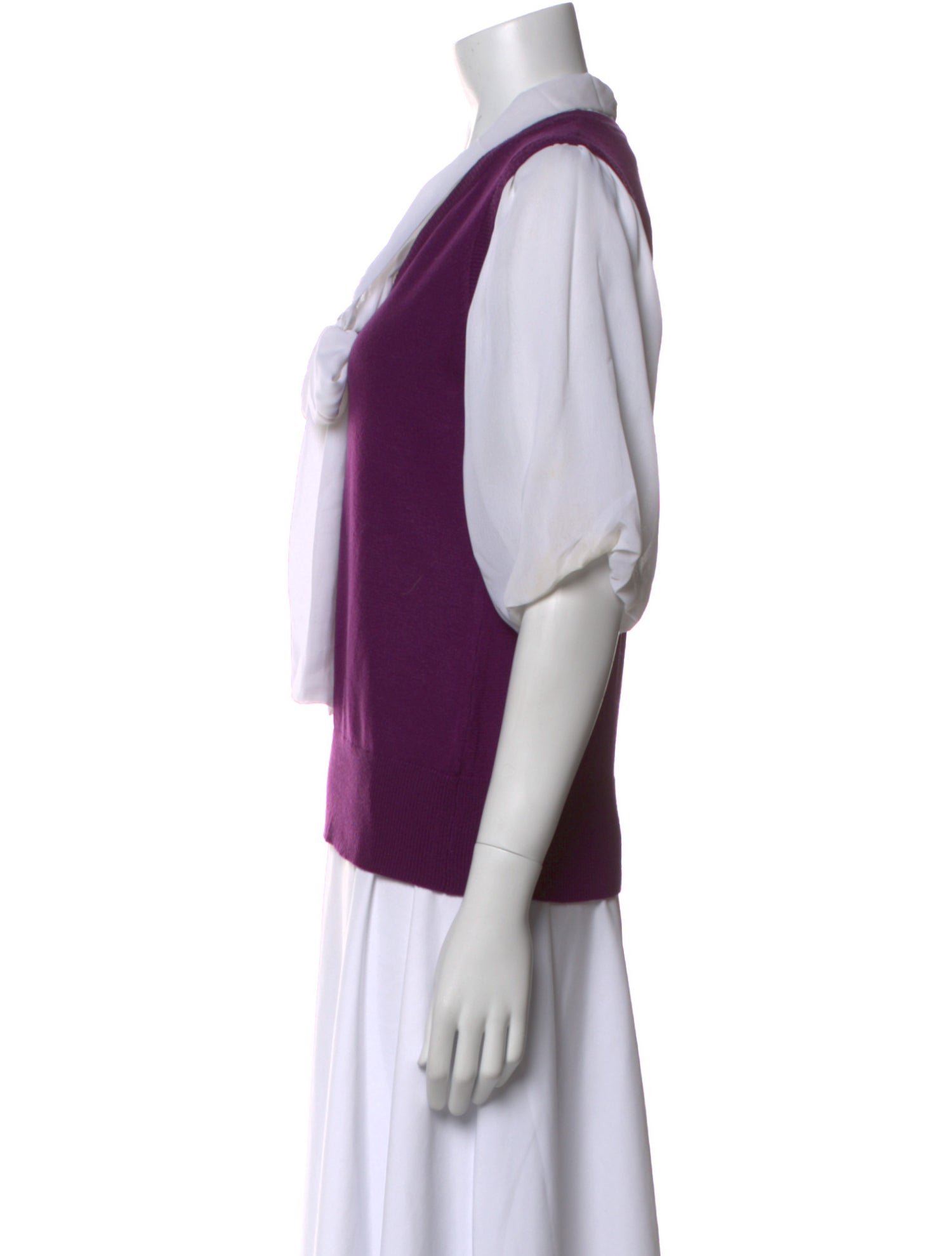 Bill Blass Tie Neck Three-Quarter Sleeve Top