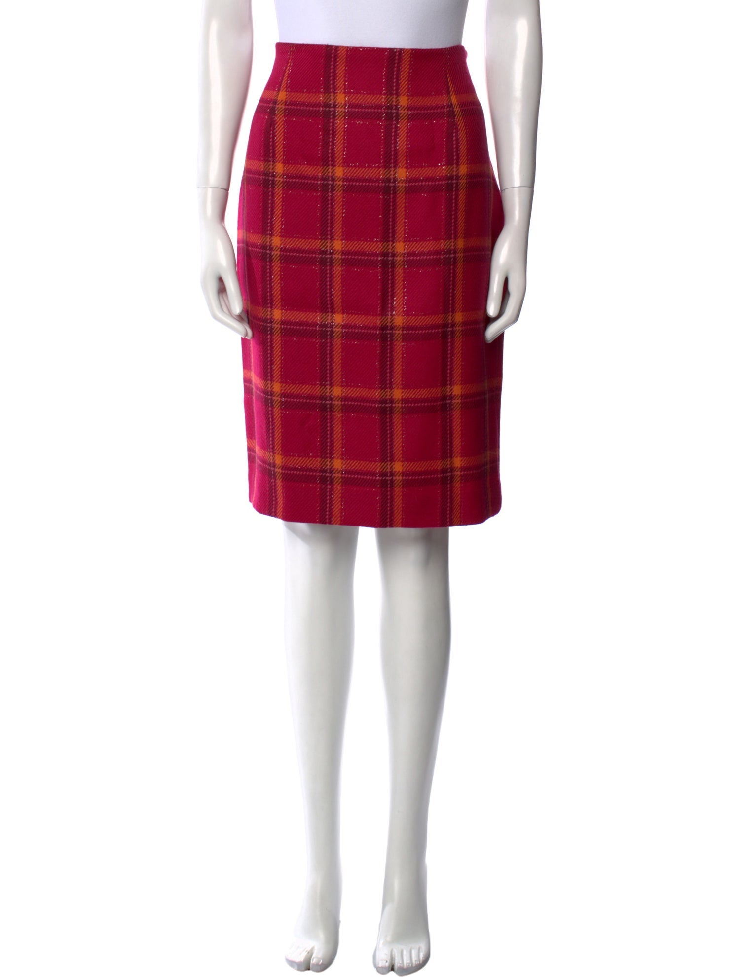 Bill Blass Plaid Print Knee-Length Skirt