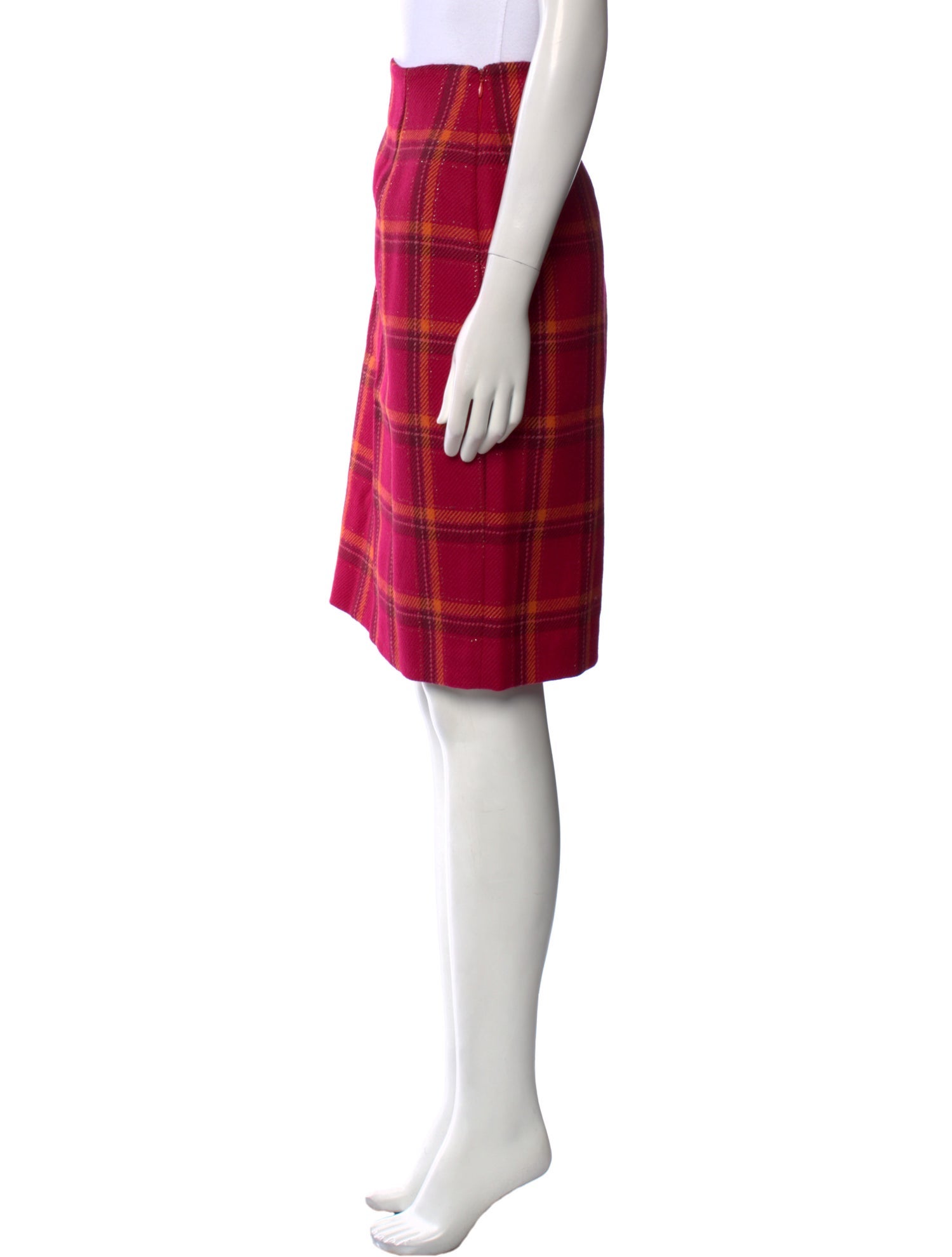 Bill Blass Plaid Print Knee-Length Skirt