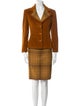 Bill Blass Corduroy Plaid Print Skirt Suit