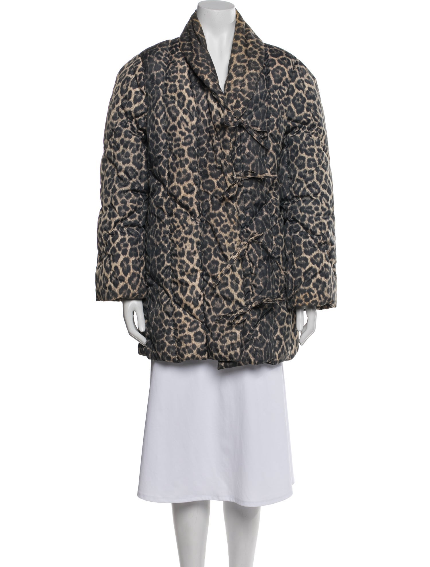 Bill Blass Nylon Animal Print Down Jacket