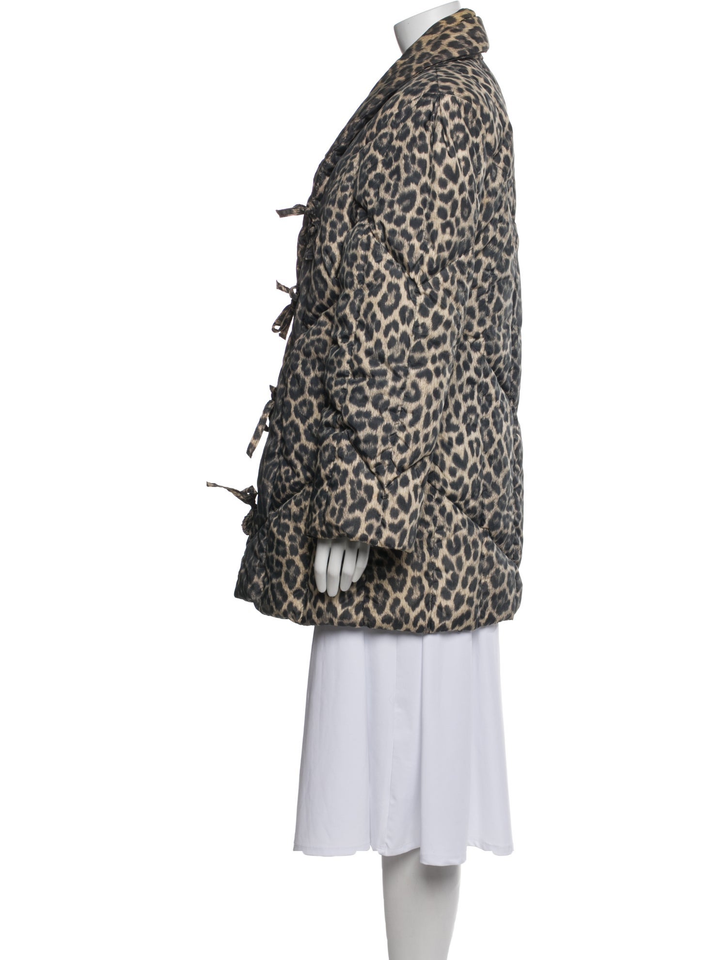 Bill Blass Nylon Animal Print Down Jacket