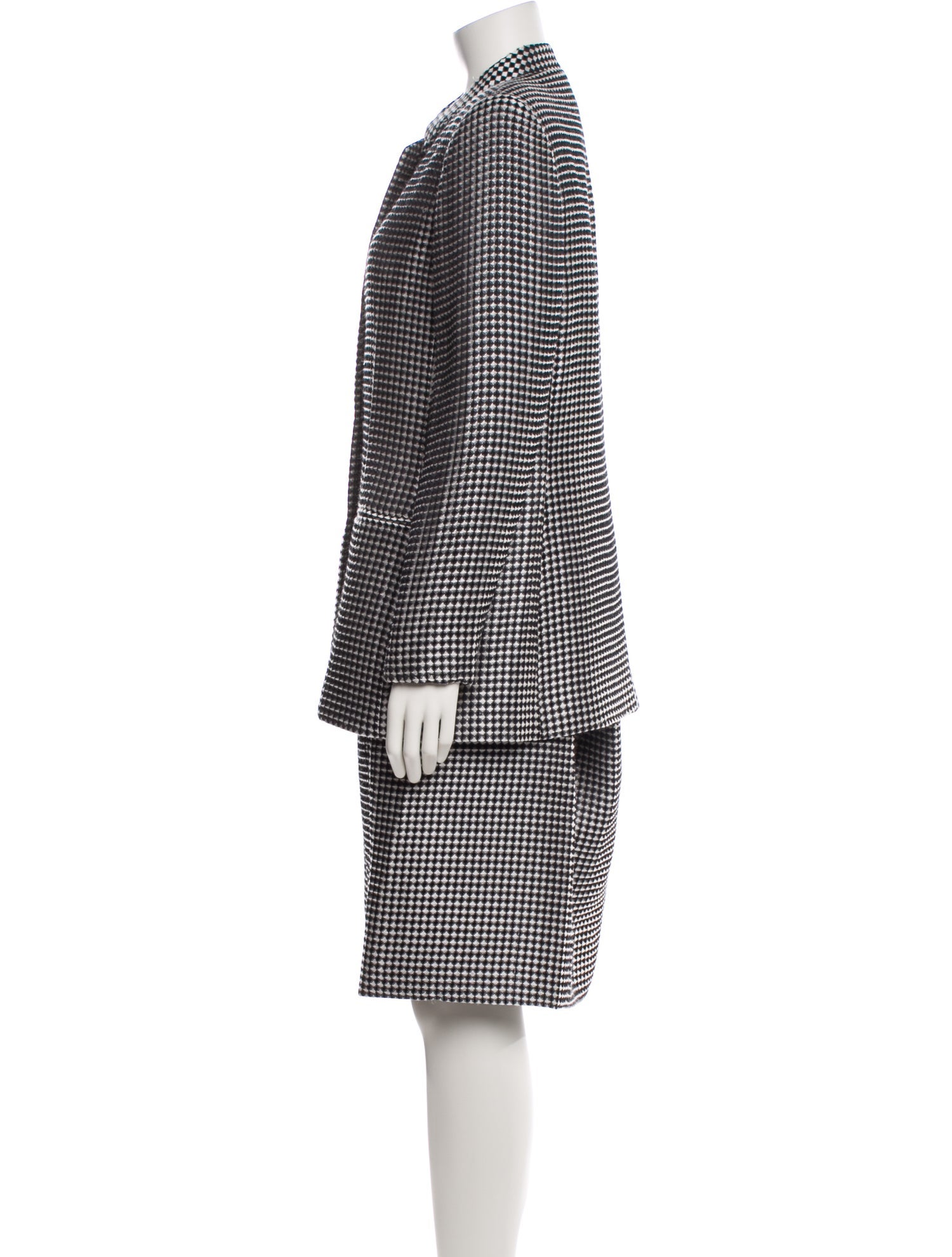 Bill Blass Wool Houndstooth Print Skirt Suit