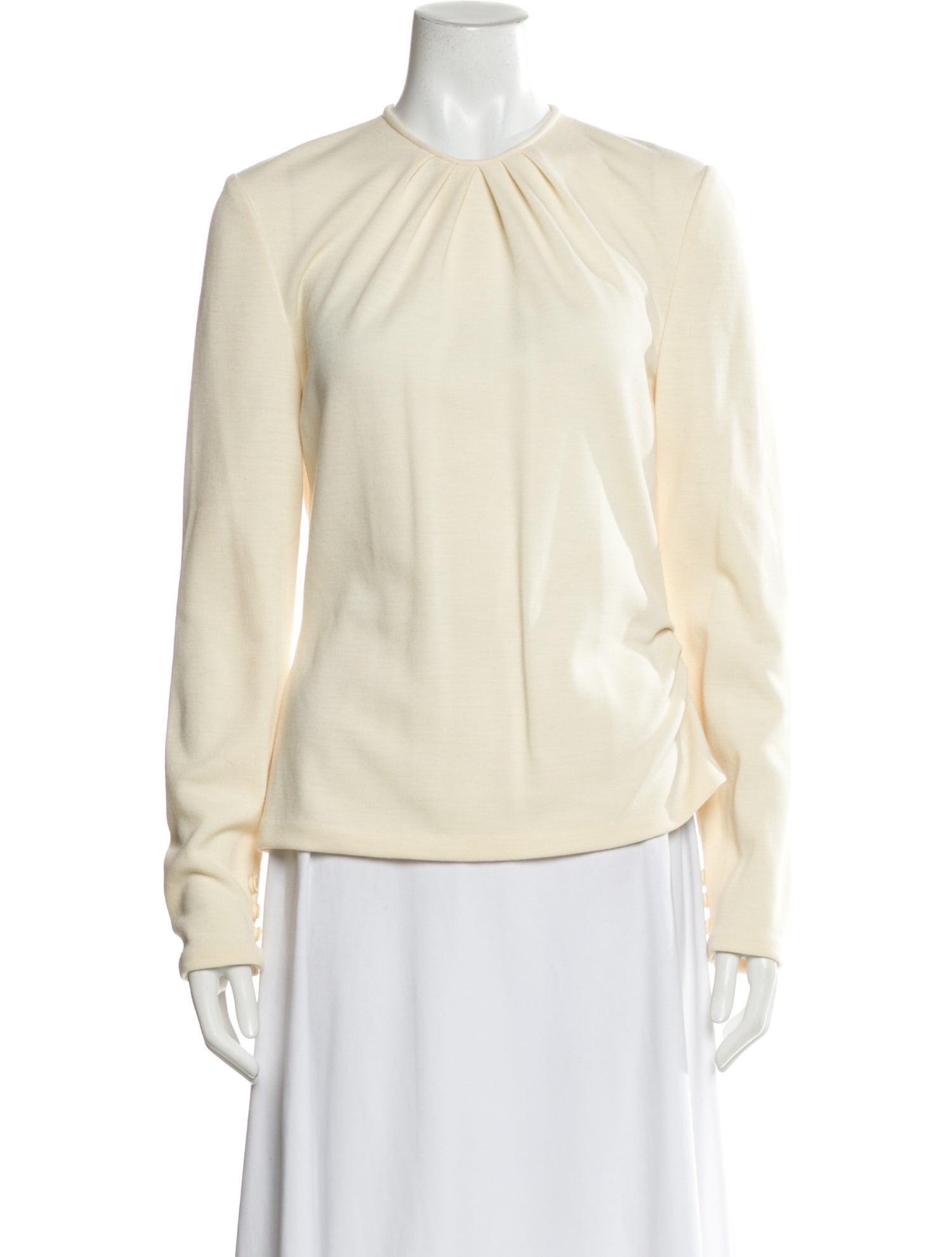 Bill Blass Crew Neck Long Sleeve Blouse