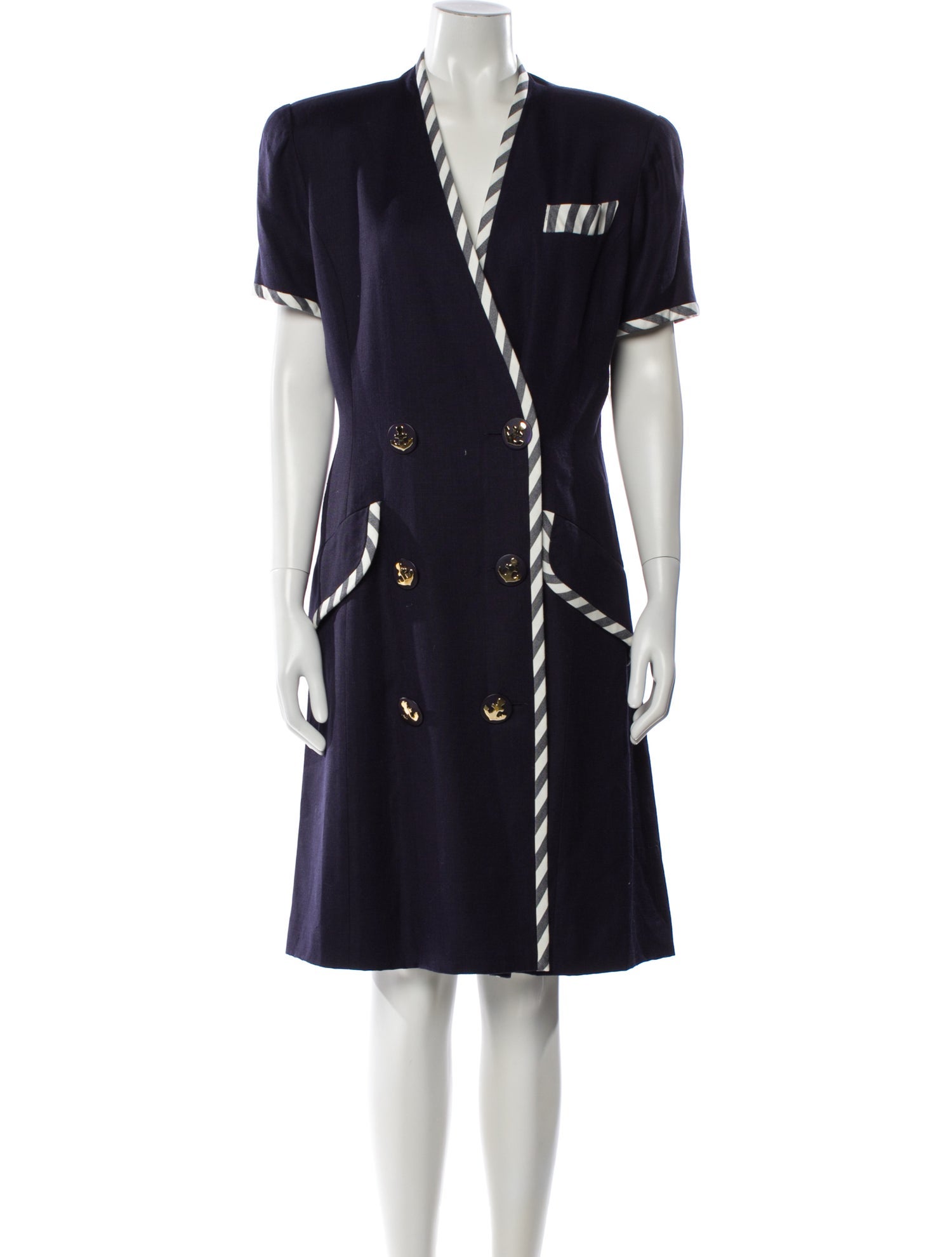 Bill Blass V-Neck Knee-Length Dress