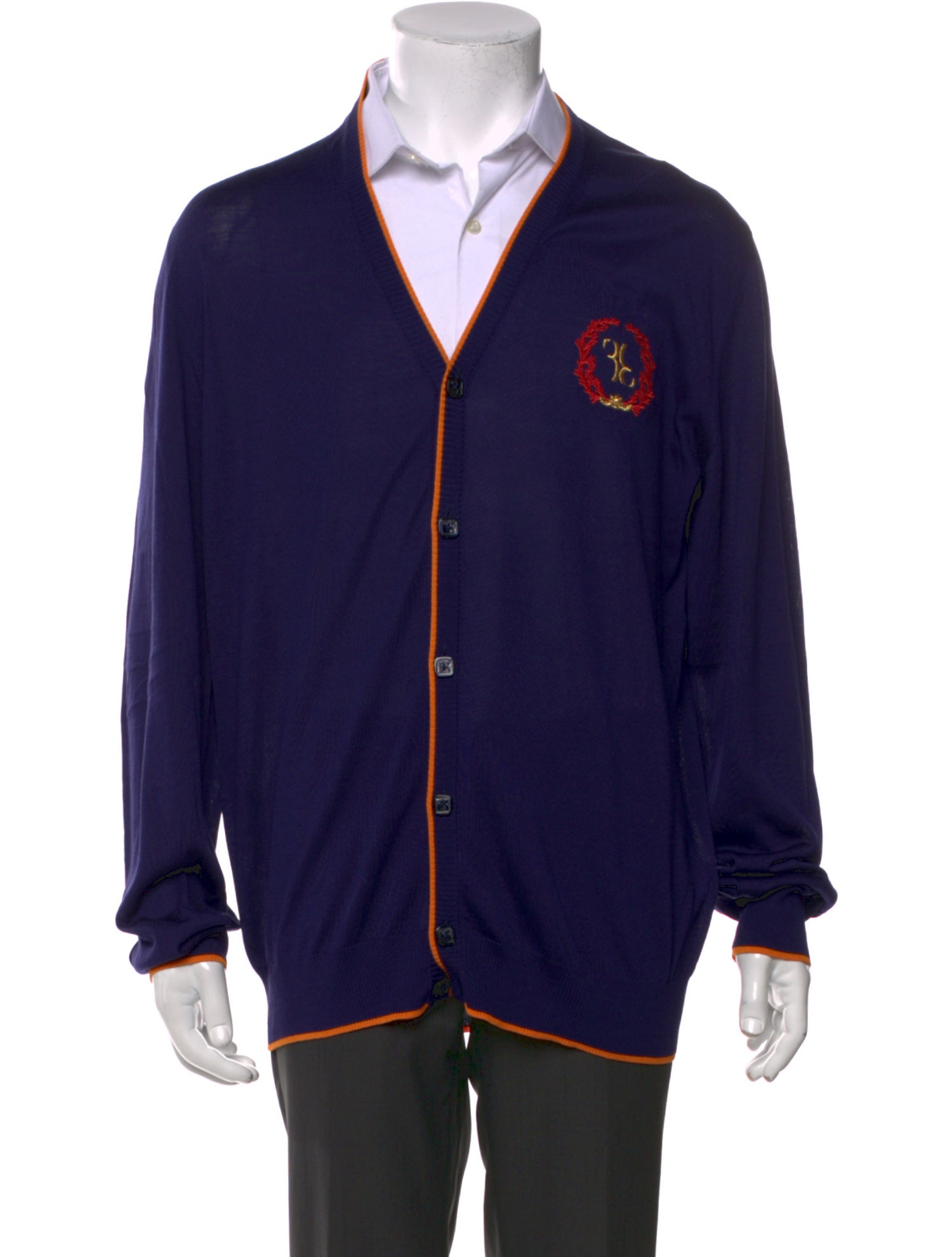 Billionaire Italian Couture Silk Colorblock Pattern Cardigan