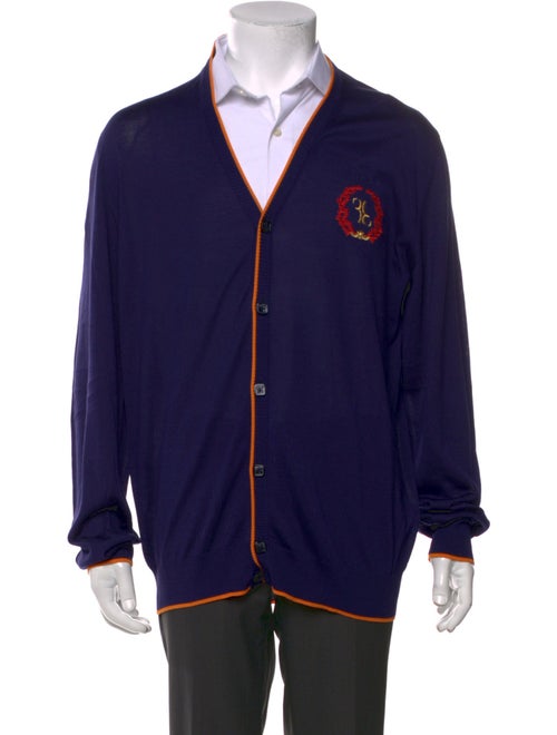 Billionaire Italian Couture Silk Colorblock Pattern Cardigan