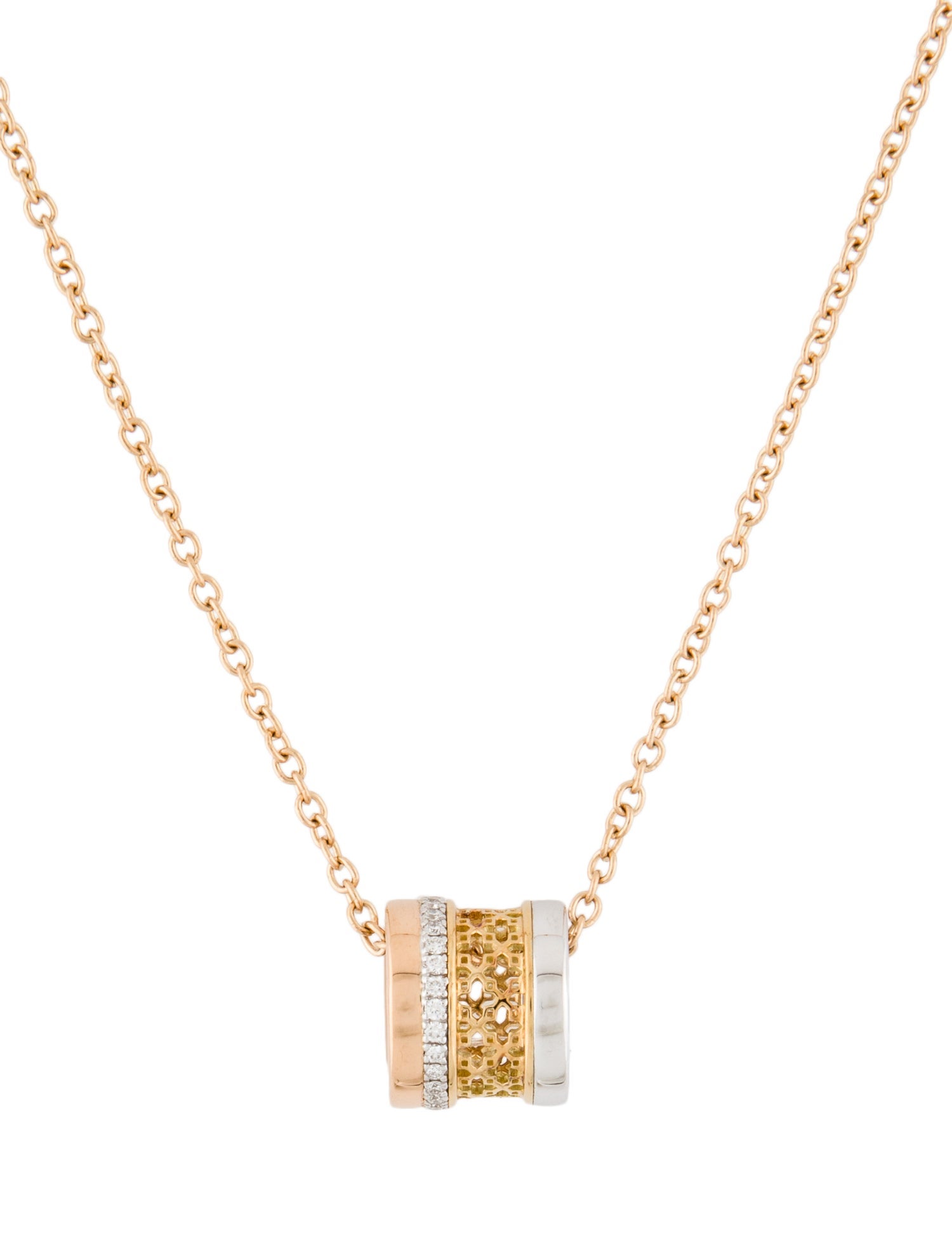 Birks Tri-Tone 18K & Diamond Muse Pendant Necklace