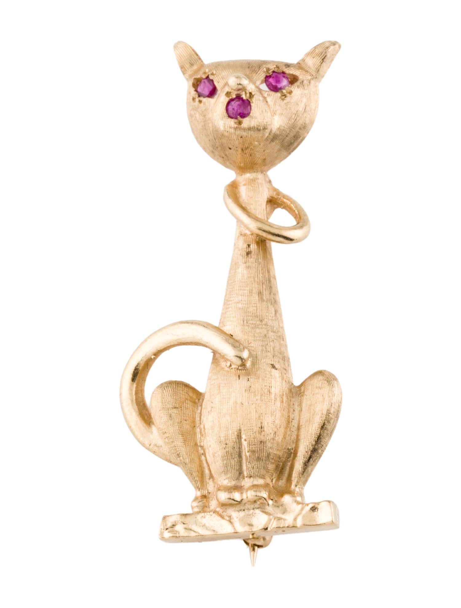 Birks 14K Ruby Cat Brooch Pin