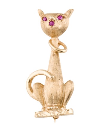 Birks 14K Ruby Cat Brooch Pin