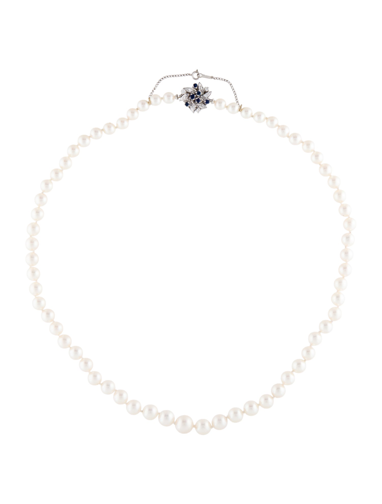 Birks 14K Pearl, Sapphire & Diamond Strand Necklace