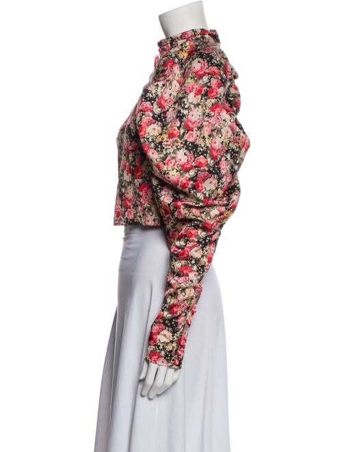 Birger Christensen Floral Print Mock Neck Crop Top