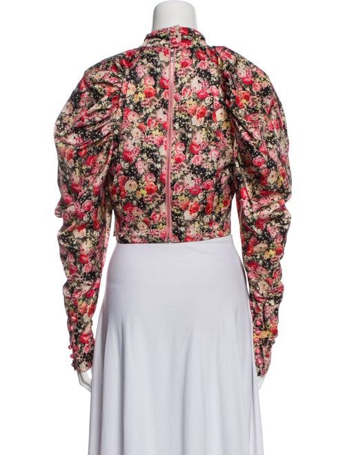 Birger Christensen Floral Print Mock Neck Crop Top