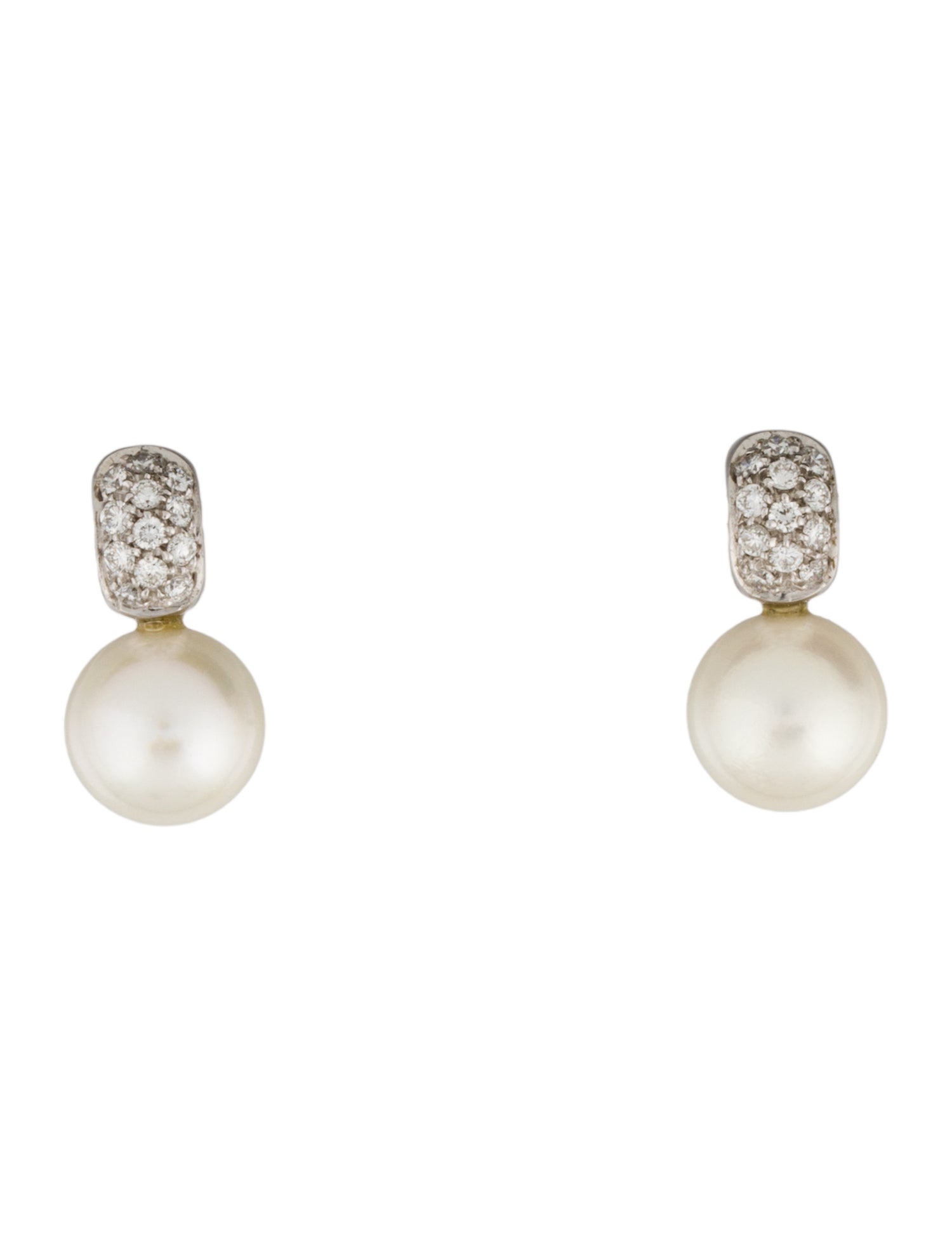 Bucherer 18K Pearl & Diamond Drop Earrings