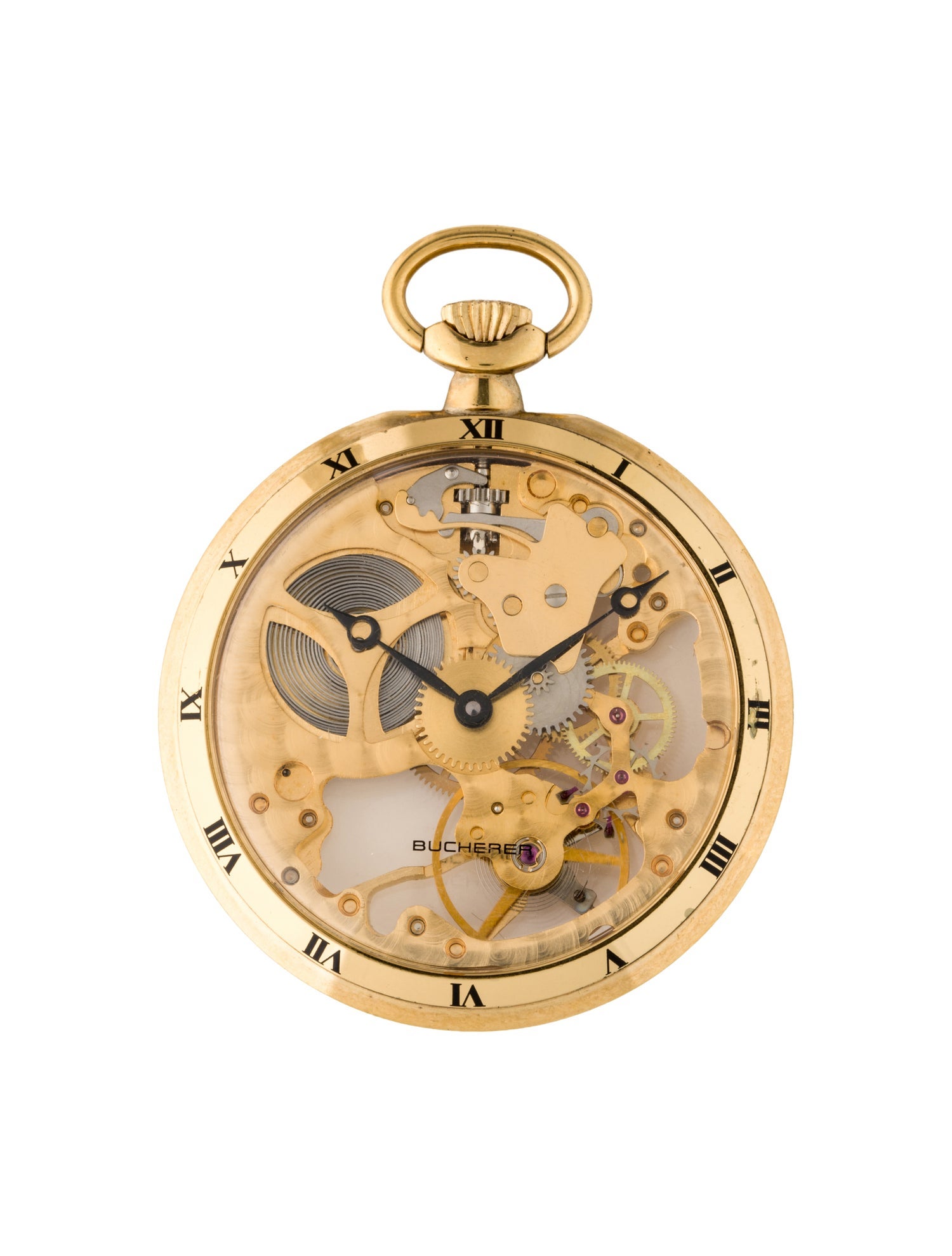 Bucherer Manual Movement Skeleton Pocket Watch