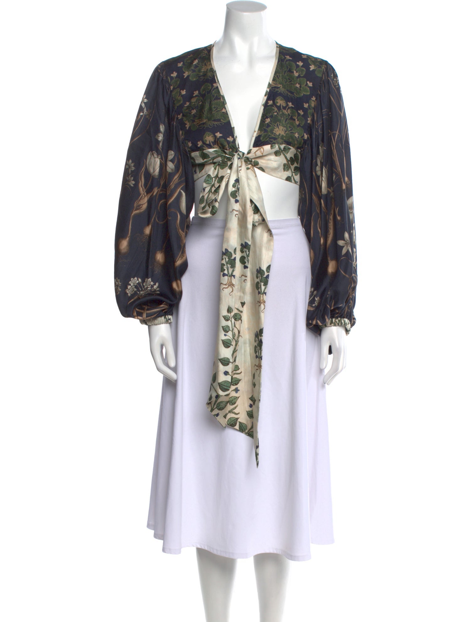 Biyan Floral Print V-Neck Crop Top