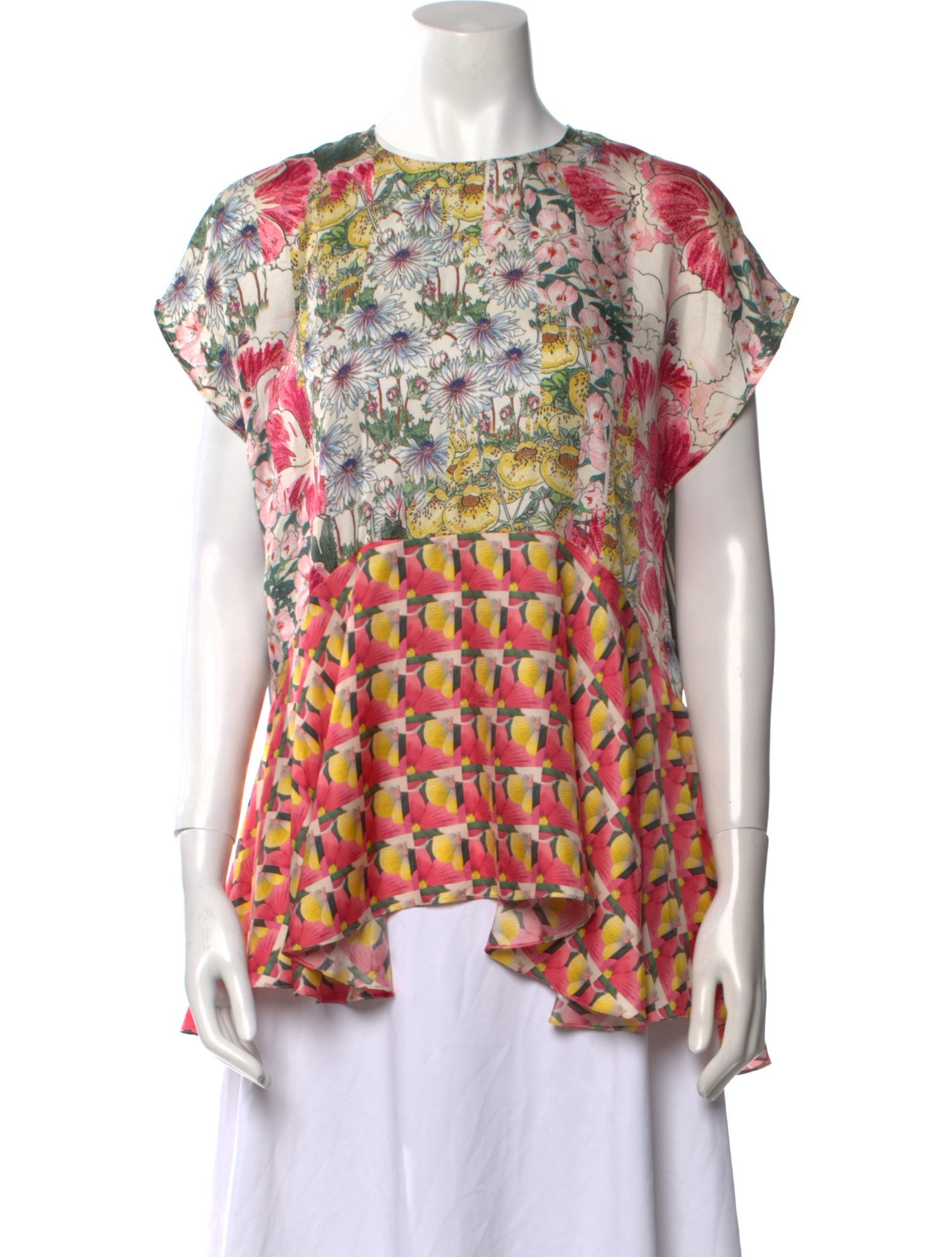 Biyan Silk Floral Print Top