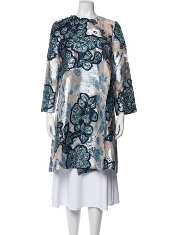 Pre-owned Biyan Printed Coat In Gray