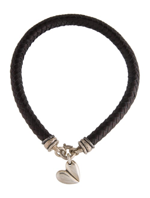 Kieselstein-Cord Leather Heart Choker Necklace x
