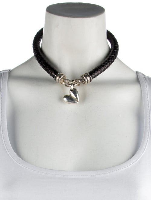 Kieselstein-Cord Leather Heart Choker Necklace x